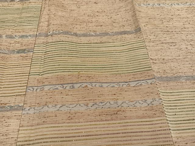 平和屋着物●ぜんまい紬 訪問着 横段文 正絹 逸品 未使用 AABH8303ph