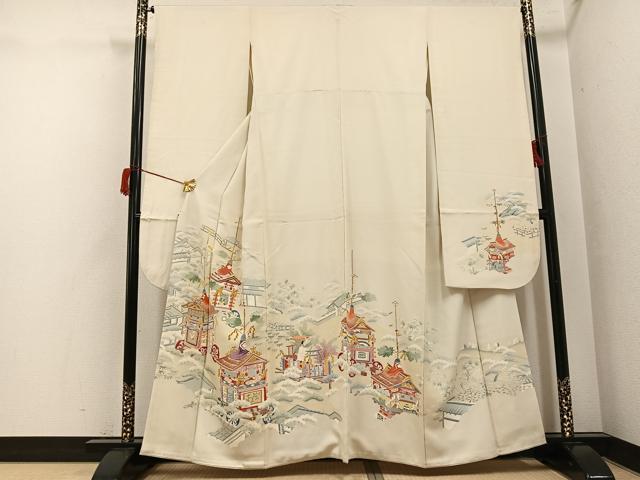 平和屋着物●豪華振袖 友禅 刺繍 山車 正絹 逸品 AABH8318ph