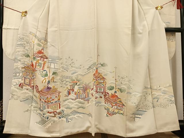 平和屋着物●豪華振袖 友禅 刺繍 山車 正絹 逸品 AABH8318ph