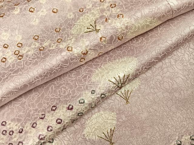 平和屋着物●上質な小紋 絞り 舞扇文 正絹 逸品 AABH8328ph
