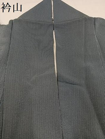 平和屋着物●江戸小紋 万筋 高麗納戸色×灰黄緑色 正絹 逸品 AABH8329ph