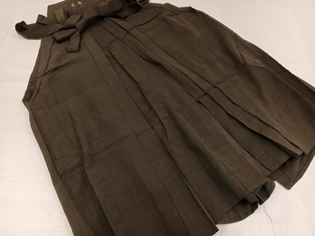 平和屋着物○男性 馬乗り袴 色無地 赤墨色 正絹 逸品 AABH8331ph