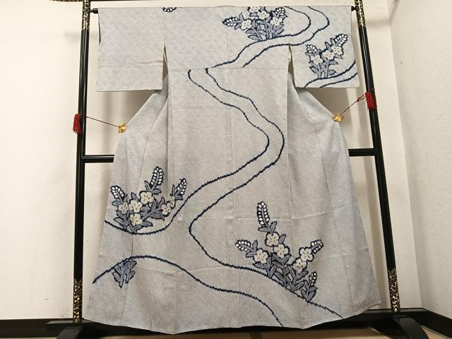 平和屋着物●訪問着 絞り 草花文 三越扱い 正絹 逸品 AABH8337ph