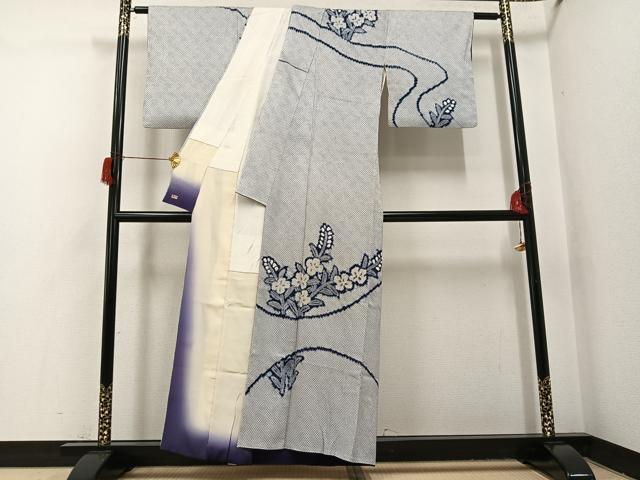 平和屋着物●訪問着 絞り 草花文 三越扱い 正絹 逸品 AABH8337ph