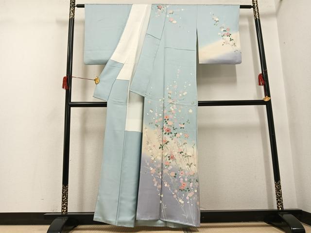 平和屋着物●訪問着 友禅 枝花文 暈し染め 正絹 逸品 AABH8344ph