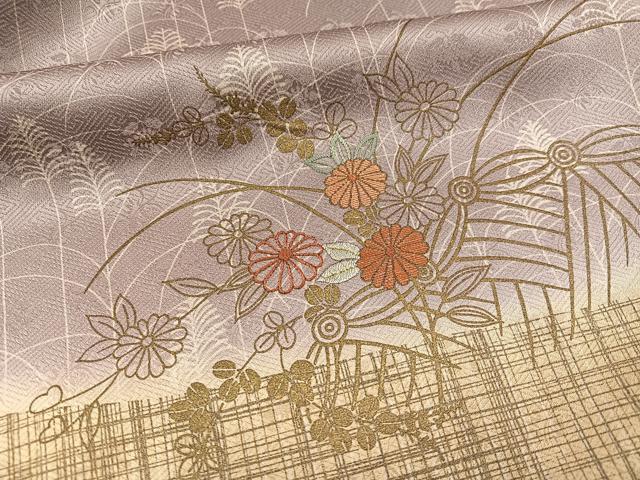 平和屋着物●訪問着 作家物 刺繍 草花文 暈し染め 金彩 正絹 逸品 AABH8366ph