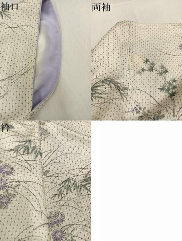 平和屋着物●上質な小紋 お召地 手描き 草花文 正絹 逸品 AABH8394ph