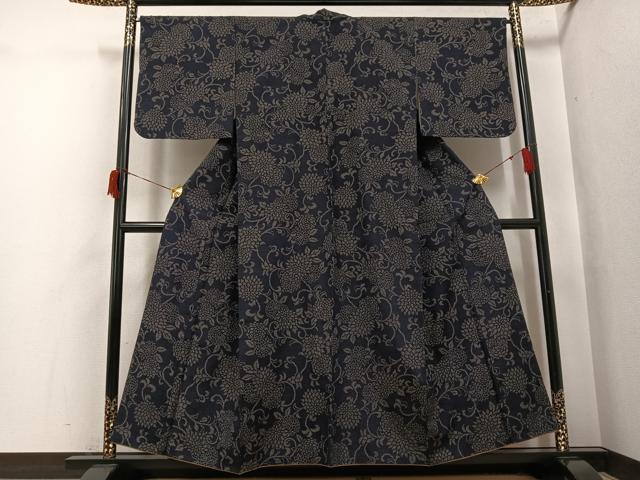 平和屋着物●上質な紬 花唐草文 正絹 逸品 AABH8395ph