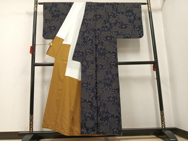 平和屋着物●上質な紬 花唐草文 正絹 逸品 AABH8395ph