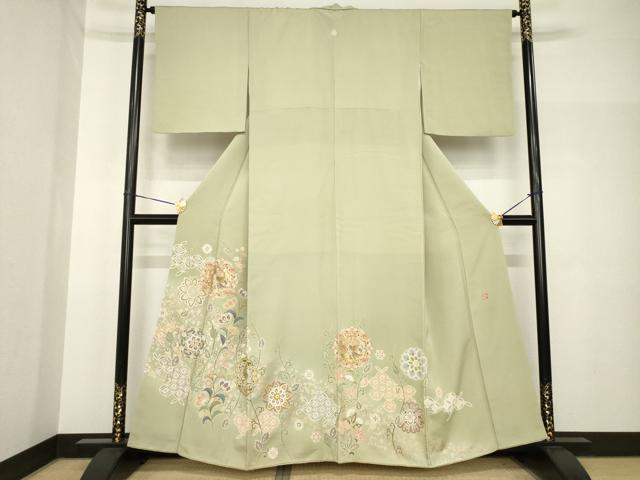 平和屋着物●豪華色留袖 友禅 作家物 栄一 鳳凰更紗花文 金彩 正絹 逸品 AABH8409ck