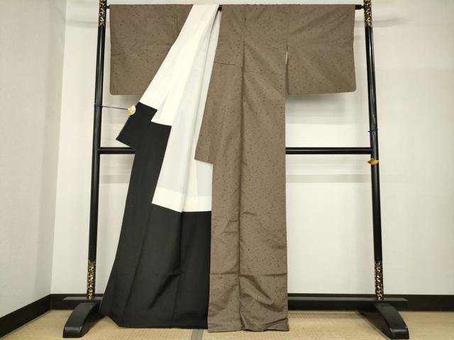 平和屋着物●ひげ紬 格子 正絹 逸品 AABH8411ck