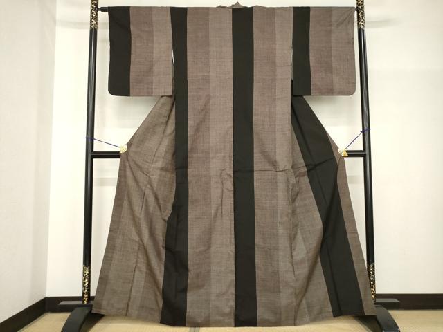 平和屋着物●本場大島紬 一元7マルキ 間道 正絹 逸品 AABH8413ck