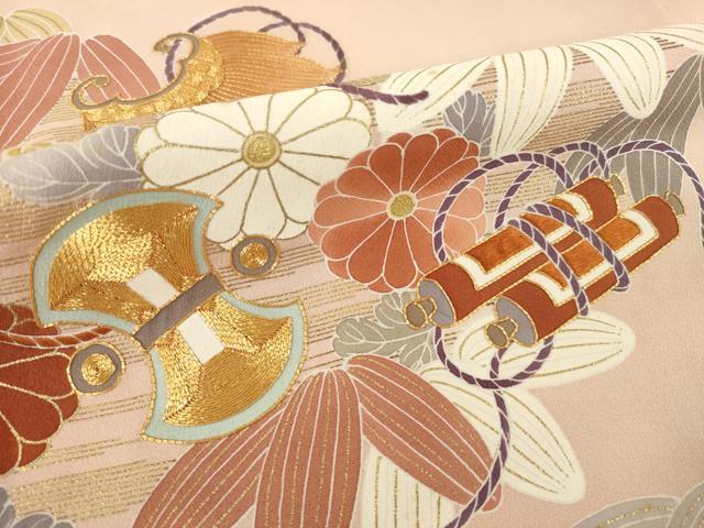 平和屋着物●創業460年・千總 色留袖 駒刺繍 宝尽くし 金彩 正絹 逸品 AABH8416ck