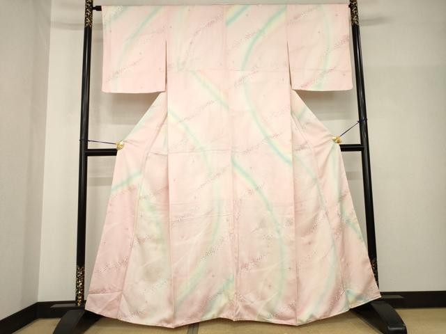 平和屋着物●パリコレクション ファッションモデル・デザイナー 山口小夜子 小紋 飛鶴文 暈し染め 銀彩 正絹 逸品 AABH8421ck