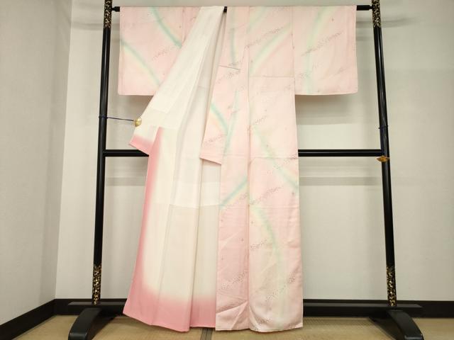 平和屋着物●パリコレクション ファッションモデル・デザイナー 山口小夜子 小紋 飛鶴文 暈し染め 銀彩 正絹 逸品 AABH8421ck