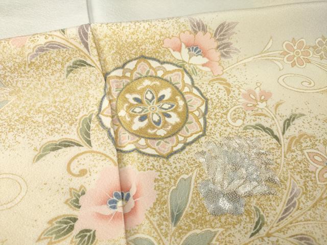 平和屋着物●訪問着 駒刺繍 更紗飾花文 暈し染め 金彩 正絹 逸品 AABH8424ck