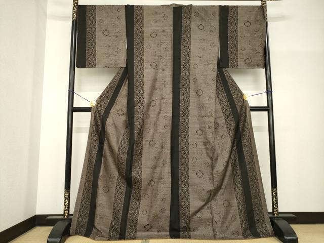 平和屋着物●本場大島紬 カタス7マルキ 更紗花間道 ロング丈 正絹 逸品 AABH8429ck