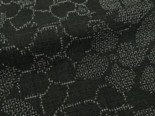 平和屋着物●結城紬 100亀甲 花尽くし間道 正絹 逸品 AABH8435ck