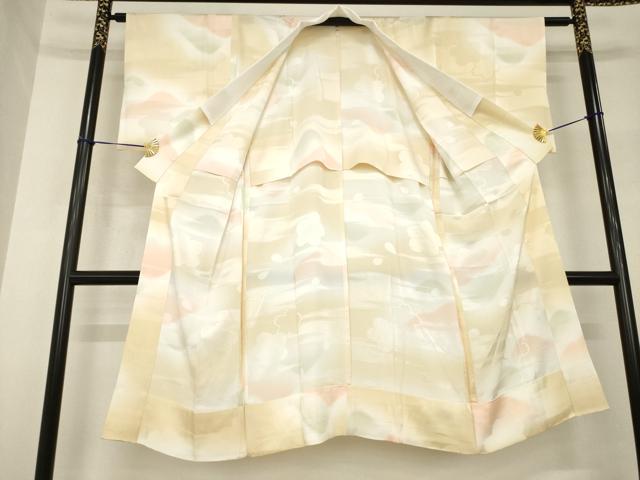 平和屋着物●長襦袢 無双仕立て 遠山文 舞桜 暈し染め 正絹 逸品 AABH8440ck