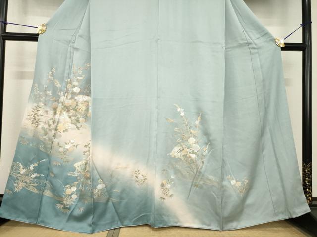 平和屋着物●訪問着 扇面吉祥文 暈し染め 金彩 正絹 逸品 AABH8444ck