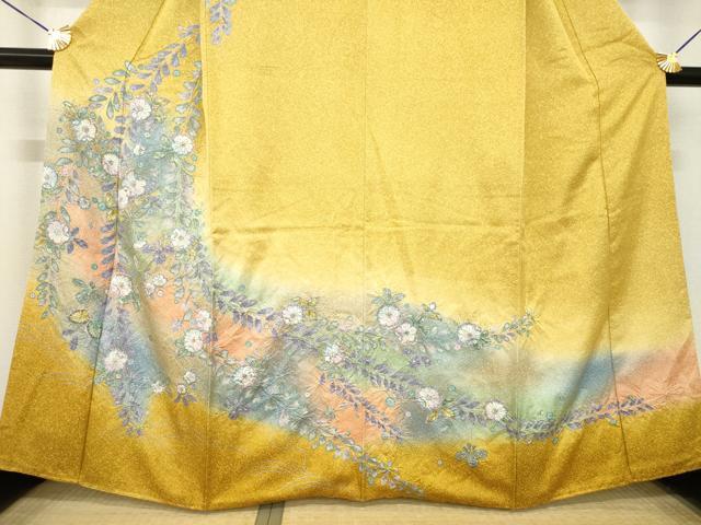 平和屋着物●訪問着 辻が花 舞花文 暈し染め 金彩 三越扱い 正絹 逸品 AABH8456ck