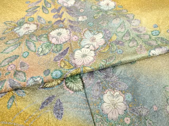 平和屋着物●訪問着 辻が花 舞花文 暈し染め 金彩 三越扱い 正絹 逸品 AABH8456ck