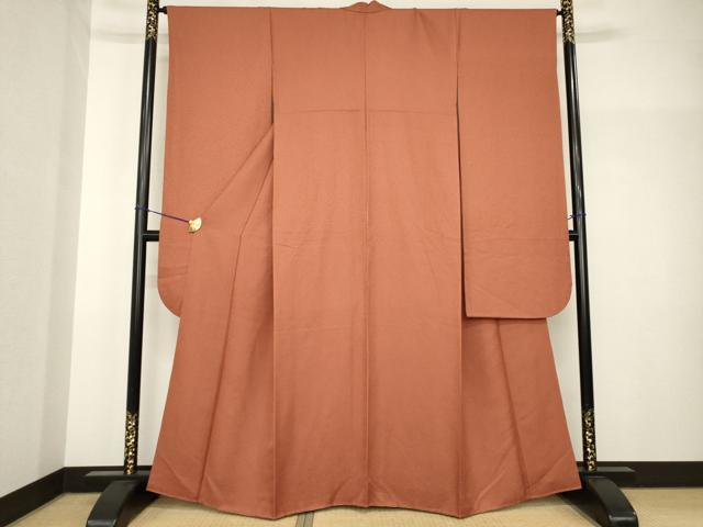 平和屋着物●豪華振袖 色無地 団十郎茶色 正絹 逸品 AABH8458ck