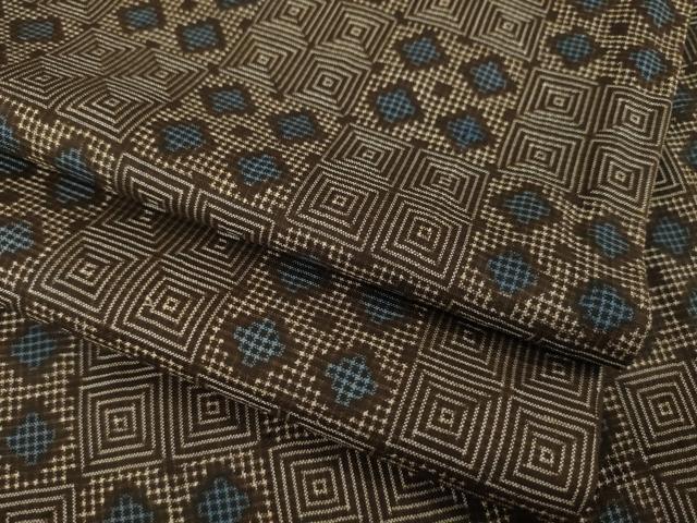 平和屋着物●本場大島紬 一元絣 市松菱文 正絹 逸品 AABH8465ck