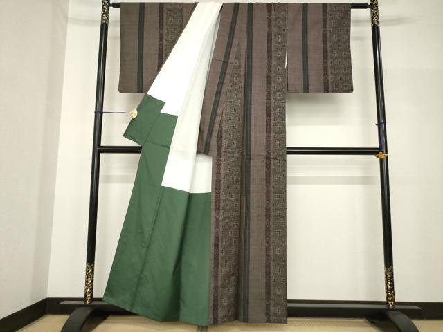 平和屋着物●本場大島紬 カタス7マルキ 間道 正絹 逸品 AABH8469ck