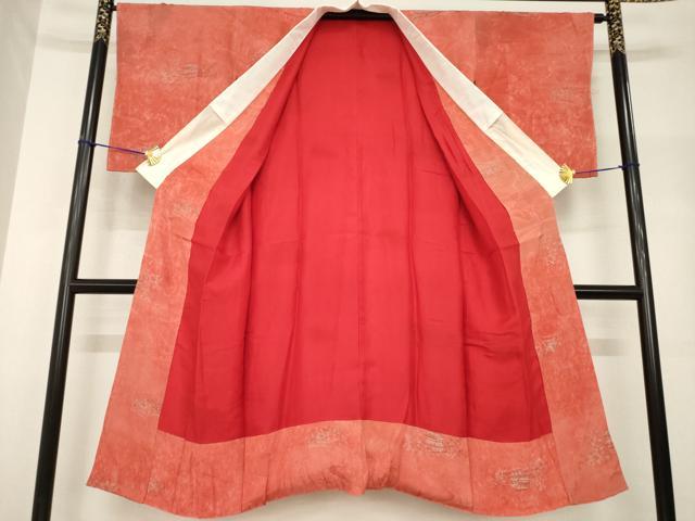 平和屋着物●アンティーク 大正ロマン 長襦袢 袷 風景文 銀糸 正絹 逸品 AABH8475ck