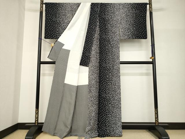 平和屋着物●上質な小紋 桜間道 黒地 正絹 逸品 AABH8478ck