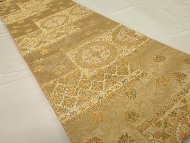 平和屋着物◎六通柄袋帯 正倉院花文 金糸 正絹 逸品 AABH8500ou