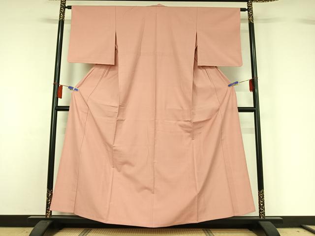 平和屋着物▽結城紬 単衣 撫子色 正絹 逸品 AABH8538jh
