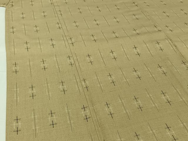 平和屋着物▽結城ちぢみ 単衣 十字絣 正絹 逸品 AABH8539jh