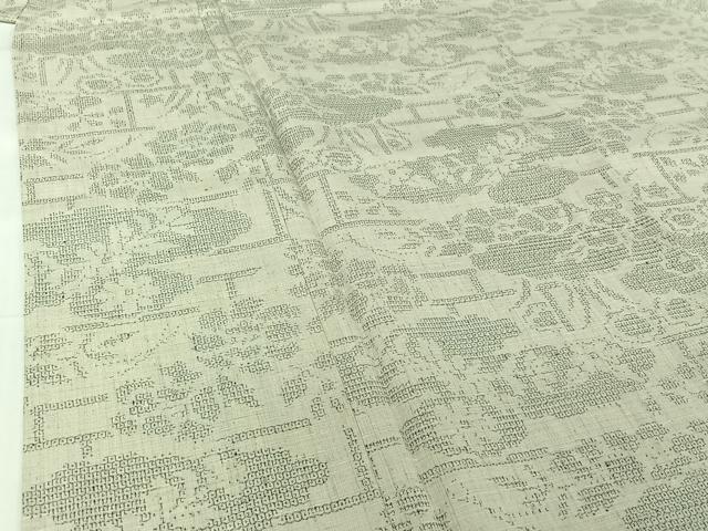 平和屋着物▽結城紬 単衣 100亀甲 草花文 正絹 逸品 AABH8541jh