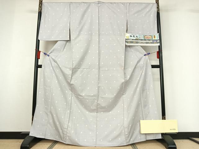 平和屋着物▽本場大島紬 白大島 単衣 水玉文 やまと誂製 むらなか謹製 紫峰作 証紙付き 正絹 逸品 AABH8562jh