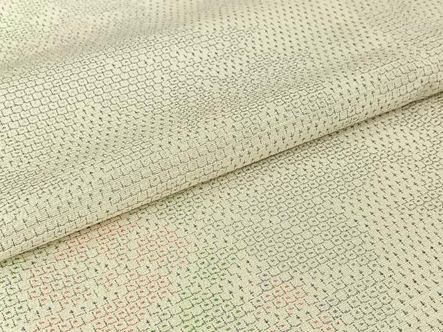 平和屋着物▽本塩沢 単衣 110亀甲 草花文 正絹 逸品 AABH8567jh