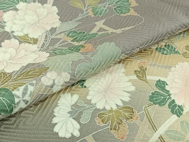 平和屋着物▽訪問着 単衣 花籬文 暈し染め 正絹 逸品 AABH8576jh