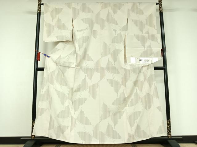 平和屋着物▽上質な紬 単衣 草木染 舞蝶文 反端付き 正絹 逸品 AABH8577jh