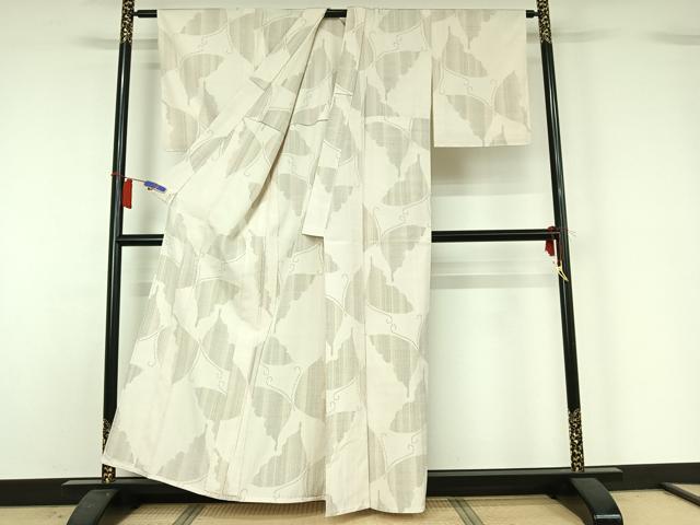 平和屋着物▽上質な紬 単衣 草木染 舞蝶文 反端付き 正絹 逸品 AABH8577jh