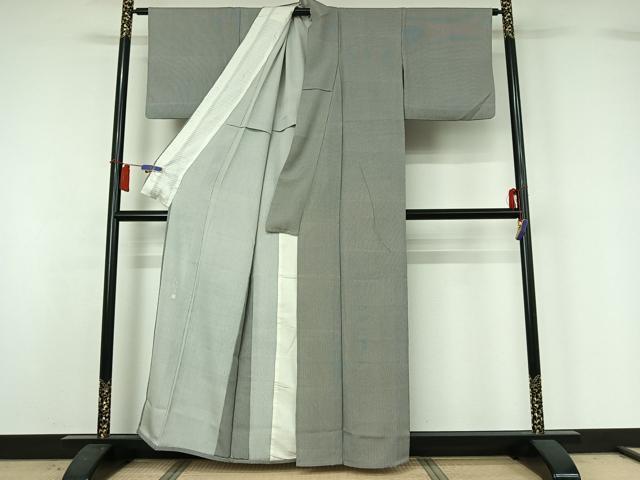 平和屋着物▽伝統工芸士 関正三郎 江戸小紋 単衣 万筋 霞色×暗黒色 正絹 逸品 AABH8580jh