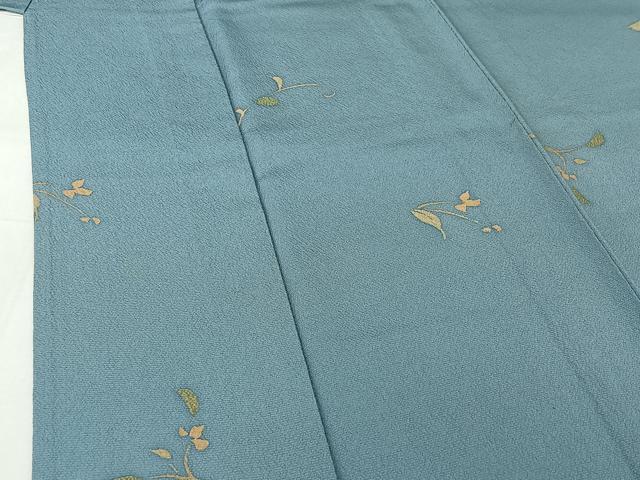 平和屋着物▽上質な小紋 単衣 草花文 鬼しぼ縮緬 正絹 逸品 AABH8583jh