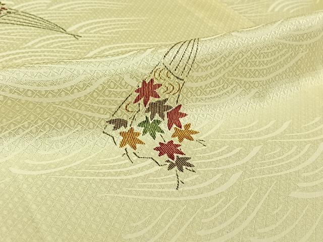 平和屋着物▽上質な小紋 単衣 扇面花文 正絹 逸品 AABH8585jh