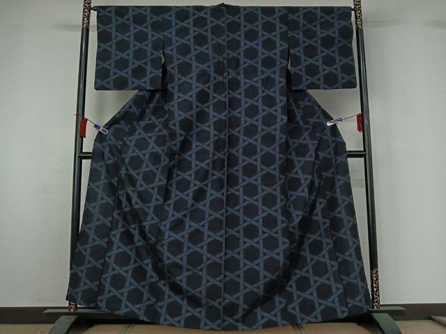 平和屋着物▽上質な紬 単衣 籬文 正絹 逸品 AABH8595jh