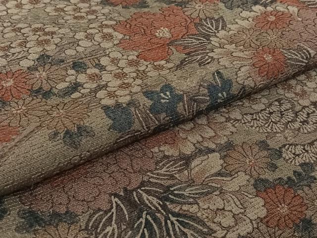 平和屋着物▽上質な小紋 単衣 風景花文 正絹 逸品 AABH8606jh