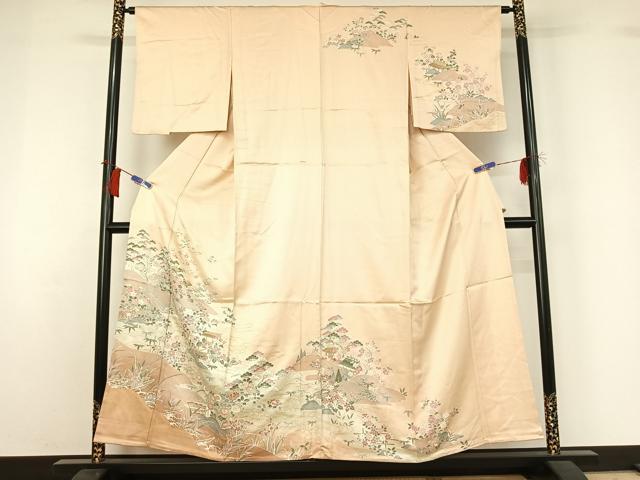 平和屋着物▽訪問着 単衣 風景花文 金彩 正絹 逸品 AABH8614jh