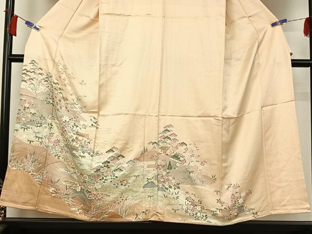 平和屋着物▽訪問着 単衣 風景花文 金彩 正絹 逸品 AABH8614jh