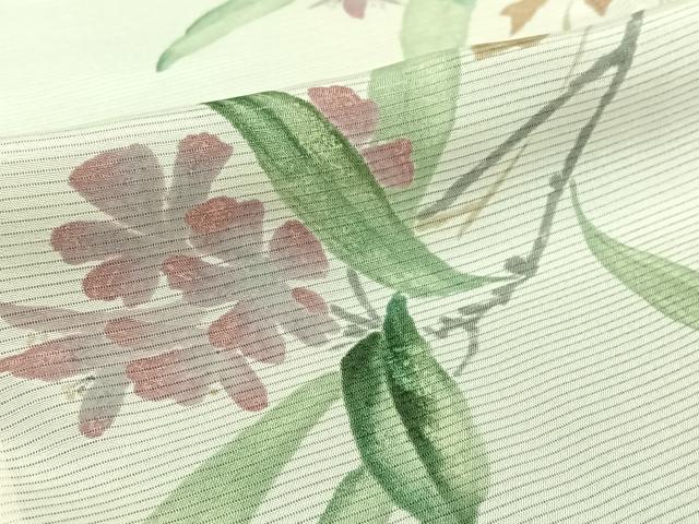 平和屋着物▽訪問着 無双 紗袷 紗×絽 枝花文 三越扱い 正絹 逸品 AABH8616jh