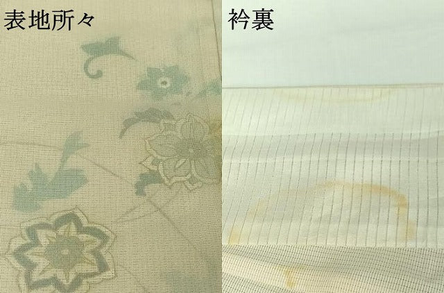 平和屋着物▽訪問着 無双 紗袷 紗×絽 手描き 草花文 三越扱い 正絹 逸品 AABH8618jh