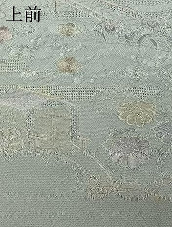 平和屋着物▽訪問着 単衣 中国三大刺繍 汕頭刺繍 スワトウ刺繍 総刺繍 風景花文 正絹 逸品 AABH8619jh